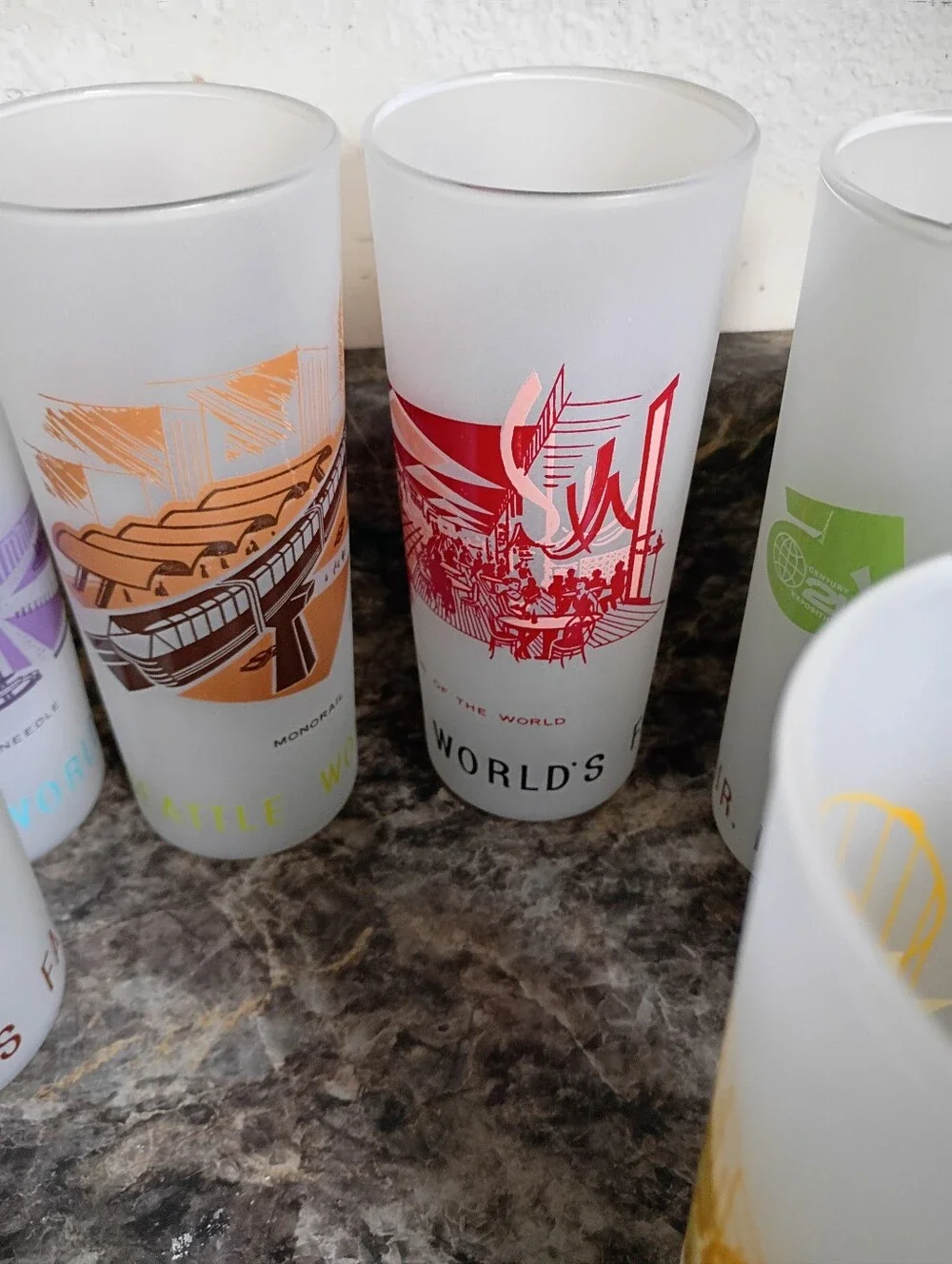 Frosted Multicolor Skyline Drinking Glasses - Set of 12